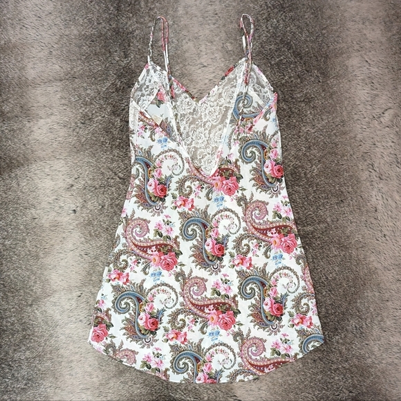 Victoria's Secret Gold Label Vintage Slip Paisley Print Floral Lace Small - Picture 2 of 6